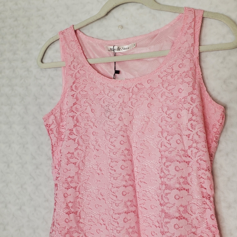 Pink Lace Bodycon Midi Dress – Small Boutique - Picture 4 of 4